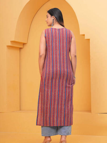 Women Multicolor Printed Thread Work Kurta