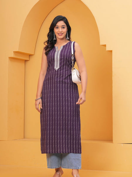 Purple Ethnic Printed Kurta