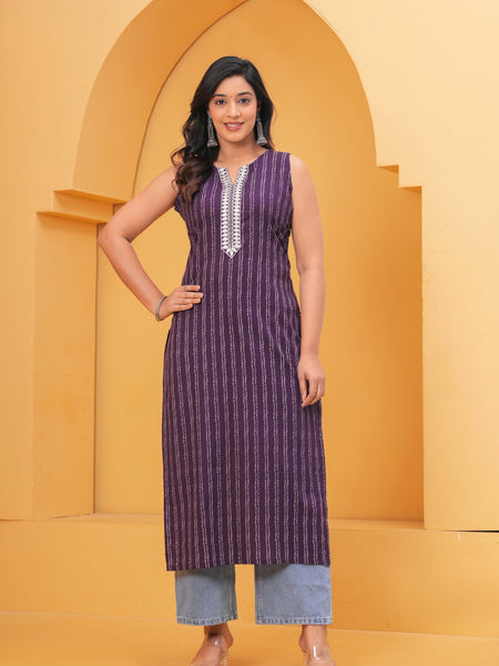 Purple Ethnic Printed Kurta