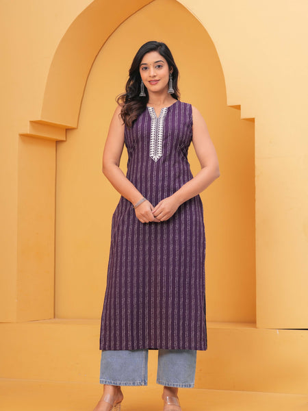 Purple Ethnic Printed Kurta