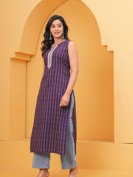 Purple Ethnic Printed Kurta