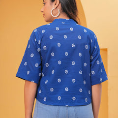 Print Mandarin Collar Ethnic Cotton Top