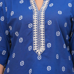 Print Mandarin Collar Ethnic Cotton Top