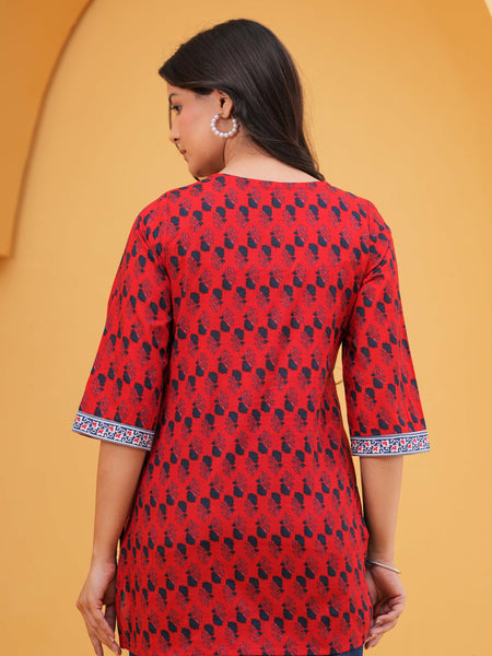 Ethnic Motifs Printed V-Neck Cotton Kurti