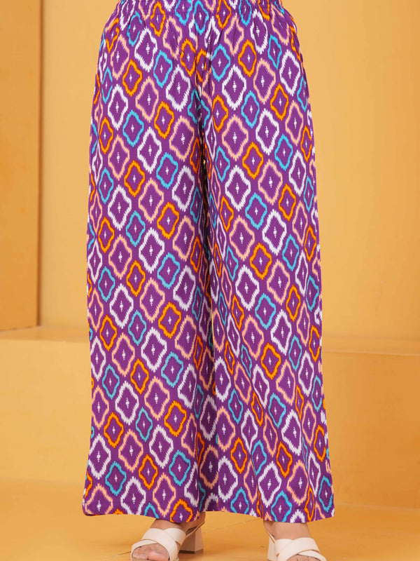 Printed Purple Regular Kurta with Palazzos
