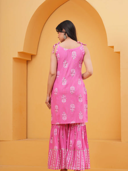 Women Ethnic Motifs Printed Regular Kurta with Sharara