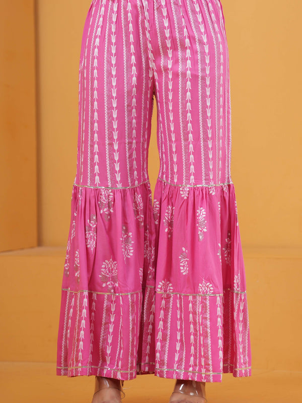 Women Ethnic Motifs Printed Regular Kurta with Sharara