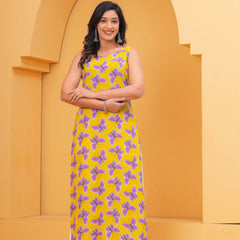 Women Printed Sleeveless Cotton Kurta