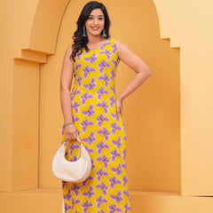 Women Printed Sleeveless Cotton Kurta