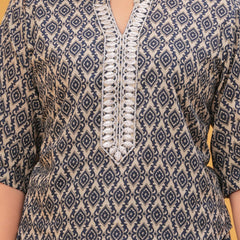 Women Ethnic Motifs Printed Regular Thread Work Kurta with Skirt