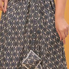 Women chiku printed lehenga choli dupatta set Close view
