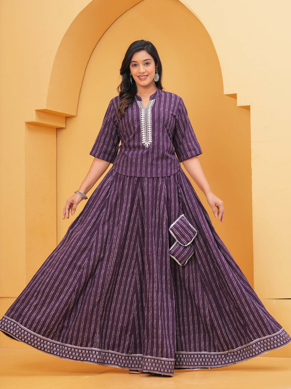 Festive purple kurta skirt outfit for women