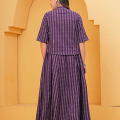 Purple Printed Kurta Skirt Set for Women