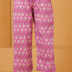 Purple Ethnic Motif Cotton Anarkali Kurta Set