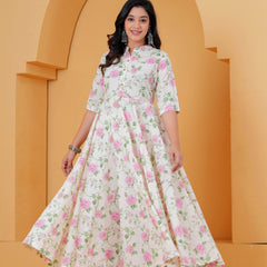 White floral printed kurta with matching palazzo pants
