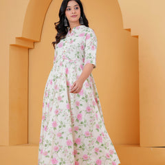 Pure cotton Anarkali kurta set for women summer wear
