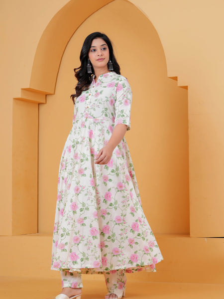 Pure cotton Anarkali kurta set for women summer wear
