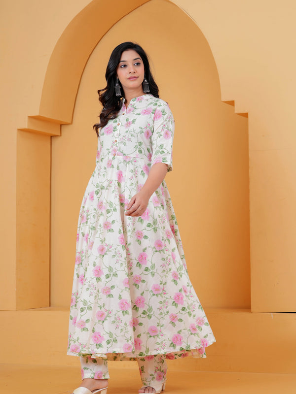 Pure cotton Anarkali kurta set for women summer wear
