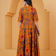 Stylish yellow long Anarkali kurta set 