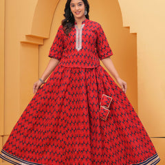 Festive red ethnic kurta set for women