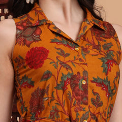 Women Floral Printed Shirt Collar Print Fit & Flare Maxi Dress