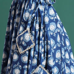 Women Floral Printed Cotton Flared Maxi Skirt