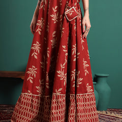 Floral Printed Flared Maxi Skirt