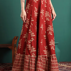 Floral Printed Flared Maxi Skirt