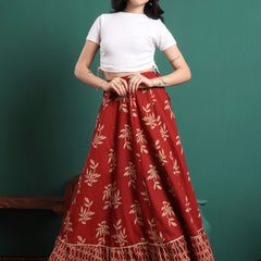 Floral Printed Flared Maxi Skirt