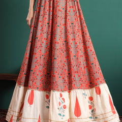 Printed Flared Above Knee Skirt