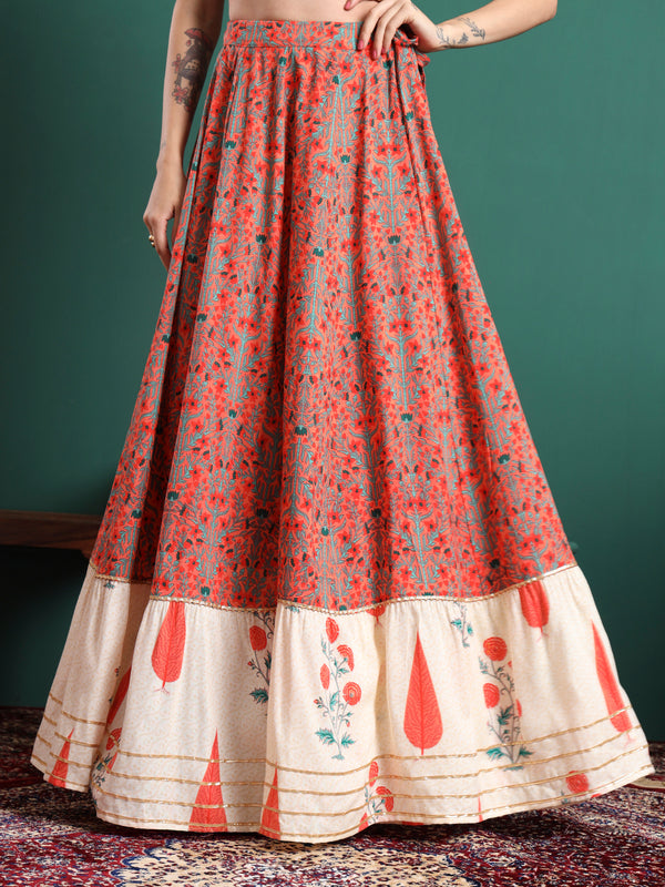 Printed Flared Above Knee Skirt