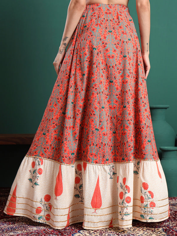 Printed Flared Above Knee Skirt