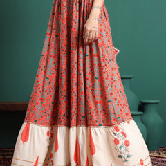 Printed Flared Above Knee Skirt