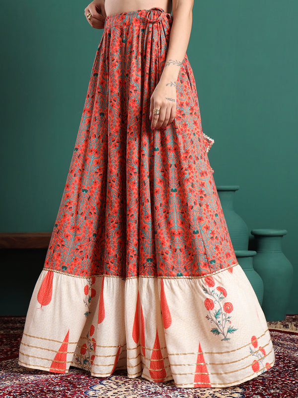 Printed Flared Above Knee Skirt