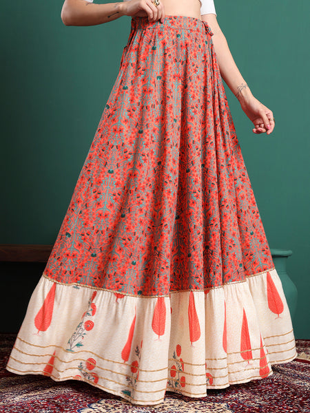 Printed Flared Above Knee Skirt