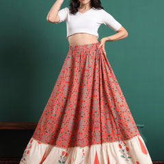 Printed Flared Above Knee Skirt