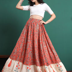 Printed Flared Above Knee Skirt