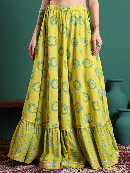 Printed Flared Maxi Skirt