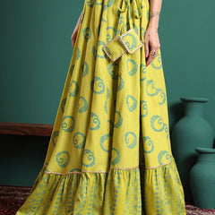 Printed Flared Maxi Skirt