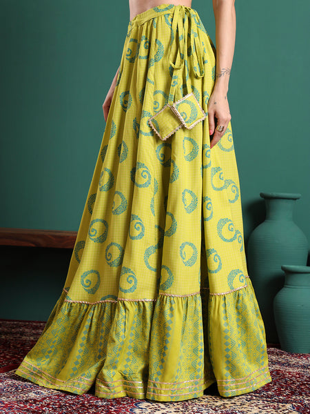 Printed Flared Maxi Skirt