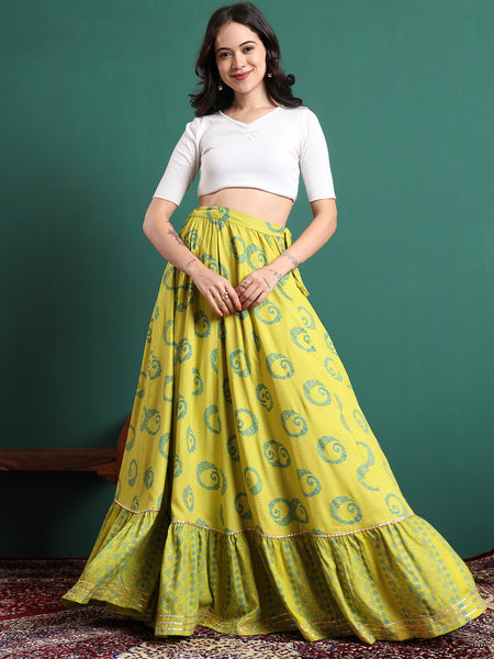 Printed Flared Maxi Skirt