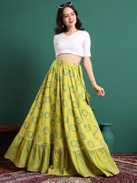 Printed Flared Maxi Skirt