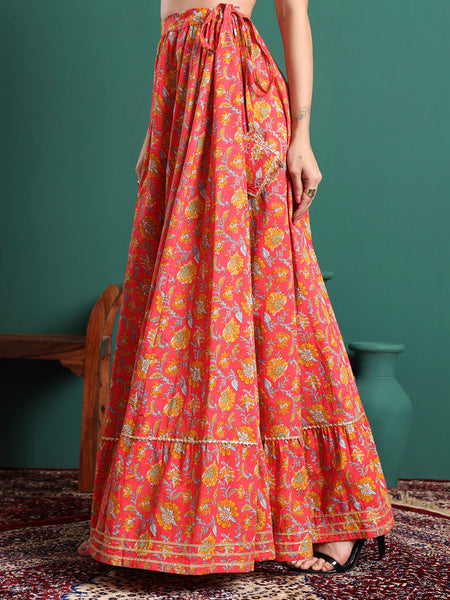 Printed Flared Maxi Skirts