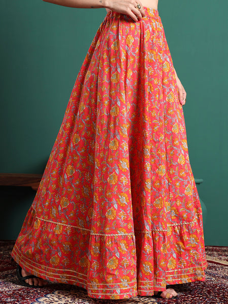 Printed Flared Maxi Skirts