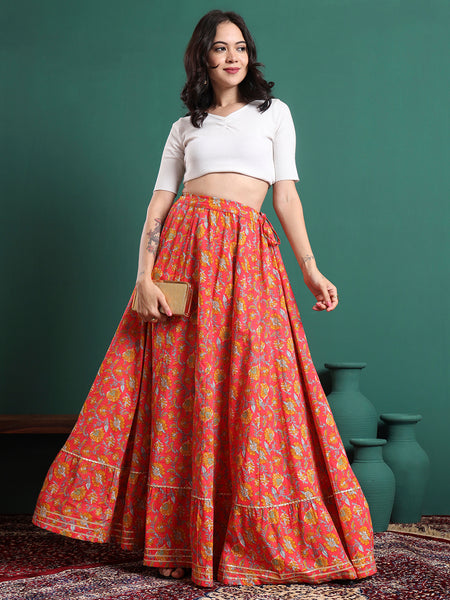 Printed Flared Maxi Skirts