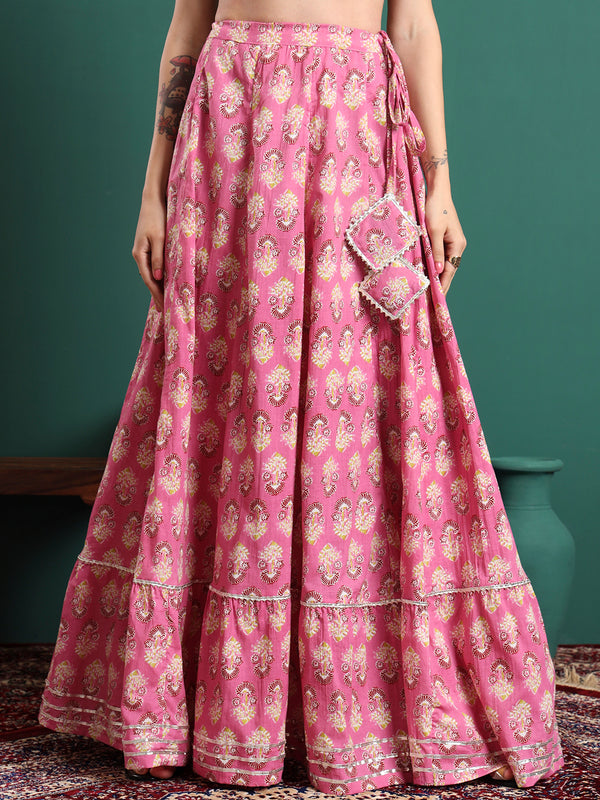 Floral Printed Flared Maxi Skirt