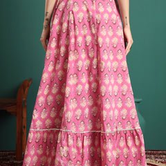 Floral Printed Flared Maxi Skirt