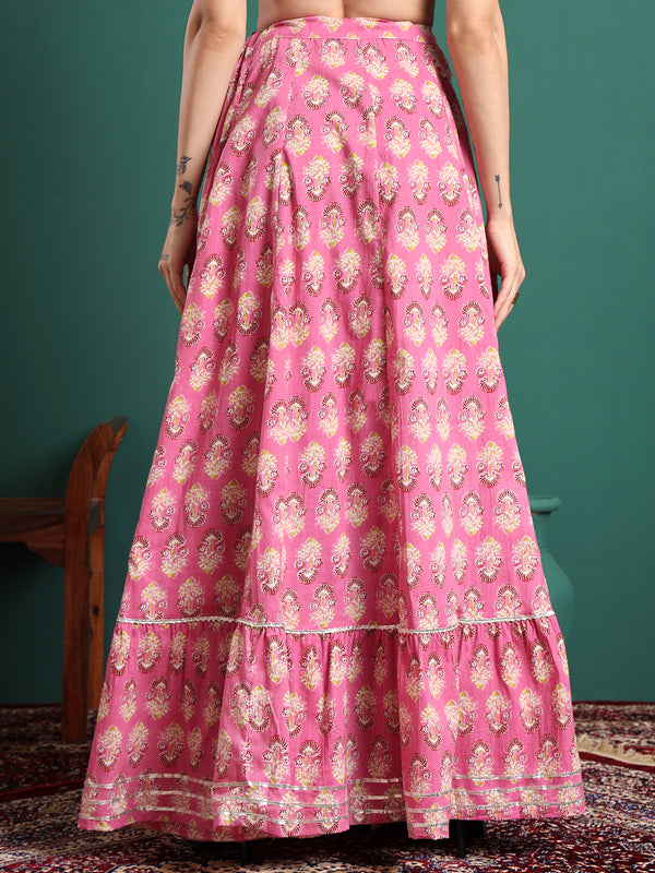 Floral Printed Flared Maxi Skirt