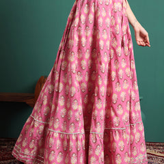 Floral Printed Flared Maxi Skirt