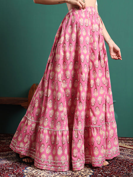 Floral Printed Flared Maxi Skirt